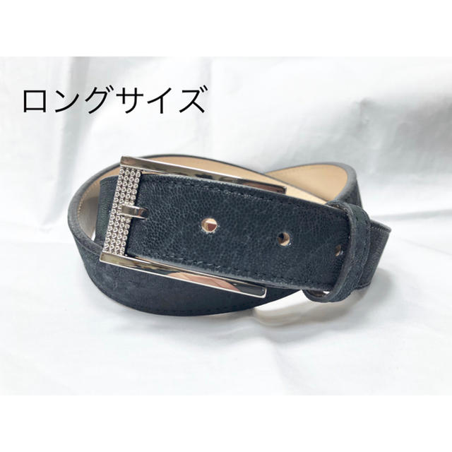 【新品 未使用 日本製】ロングサイズ エレファント革×ヌメ革ベルト クロ