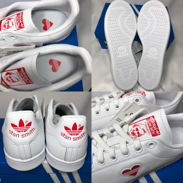 adidas(アディダス)の★新品★アディダス スタンスミス スニーカー ハート 白 レッド 24.5 レディースの靴/シューズ(スニーカー)の商品写真