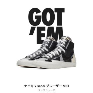 ナイキ(NIKE)の28cm sacai nike blazer  ウルフグレー ブレザー (スニーカー)