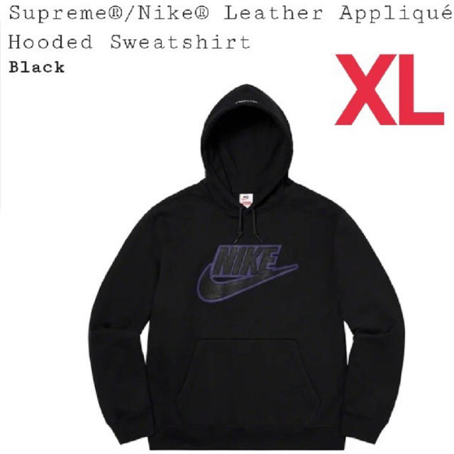 Blackブラック黒サイズNike Leather Appliqué Hooded Sweatshirt