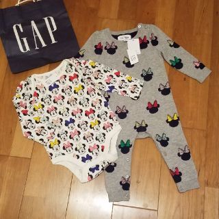 ベビーギャップ(babyGAP)の80 長袖ロンパース　2枚セット　ディズニーコレクション(ロンパース)