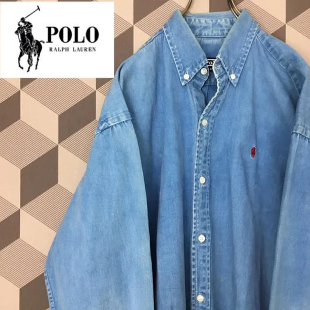 POLO RALPH LAUREN(ポロラルフローレン)の【90s Vintage☆】ラルフローレン 刺繍ロゴ デニム BD ビッグシャツ メンズのトップス(シャツ)の商品写真