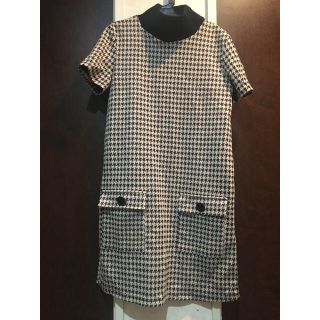 ザラ(ZARA)のザラ  千鳥格子　半袖ワンピース(ミニワンピース)