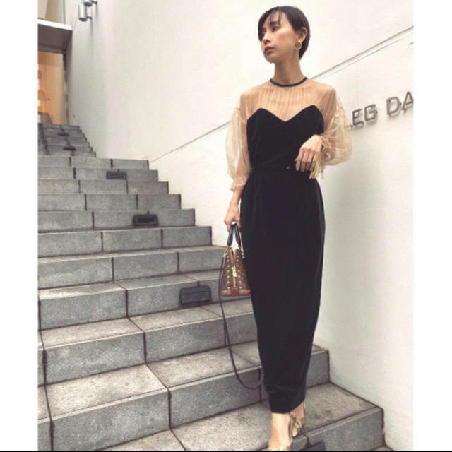 11/4までmomo様お取置き_TULLE SLEEVE TIGHT DRESS