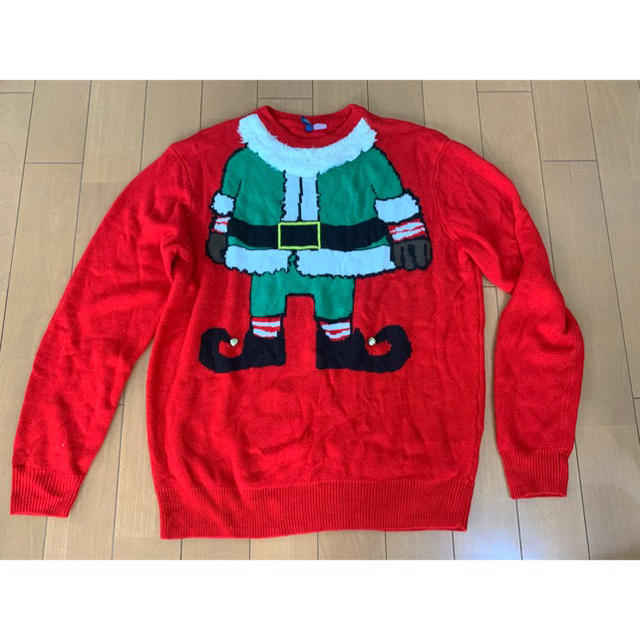 H&H(エイチアンドエイチ)のサンタ　クリスマス　ニット　セーター　H&M レッド メンズのトップス(ニット/セーター)の商品写真