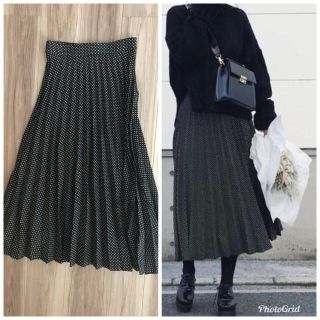 ザラ(ZARA)のドットプリーツスカート(ロングスカート)