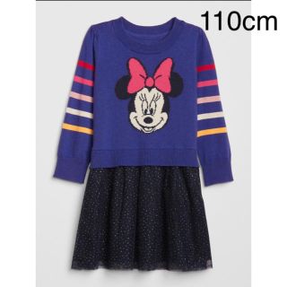 ベビーギャップ(babyGAP)の【新品】110cm Disney ミニーマウス チュール付ニットワンピース(ワンピース)