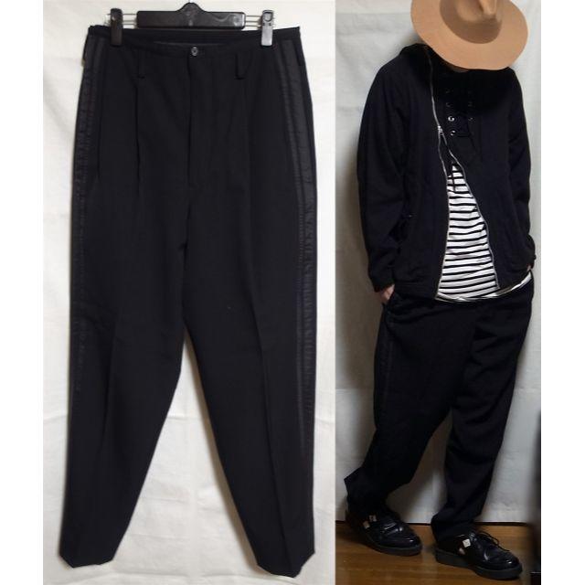 Y's - Y's for men サイドライン テーパード型 ワイドスラックス 黒 S Y's - Y's for men サイドライン テーパード型 ワイドスラックス 黒 S