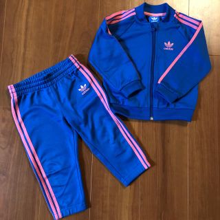 アディダス(adidas)のアディダス  ブルー×ピンク　上下ジャージ　12-18m(パンツ)