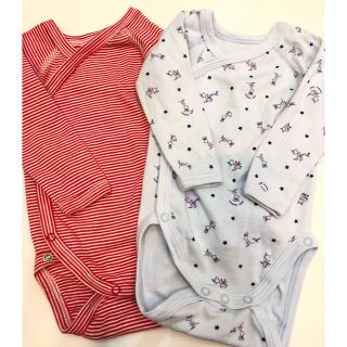 プチバトー(PETIT BATEAU)のプチバトー ロンパース 2枚セット60㎝(ロンパース)