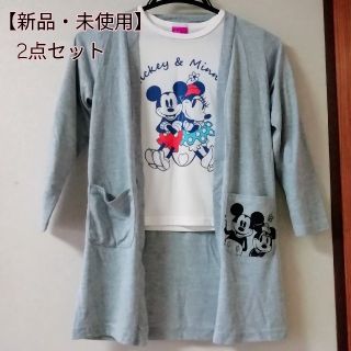 ディズニー(Disney)のディズニー　ミッキーマウス　カーディガン ＆ ロンＴ　長袖　2点セット　120(Tシャツ/カットソー)