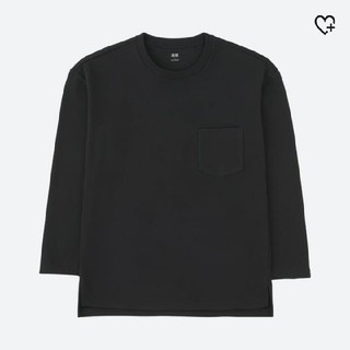 ユニクロ(UNIQLO)のUNIQLO☆ビッグシルエットスウェットT　黒(Tシャツ/カットソー(七分/長袖))