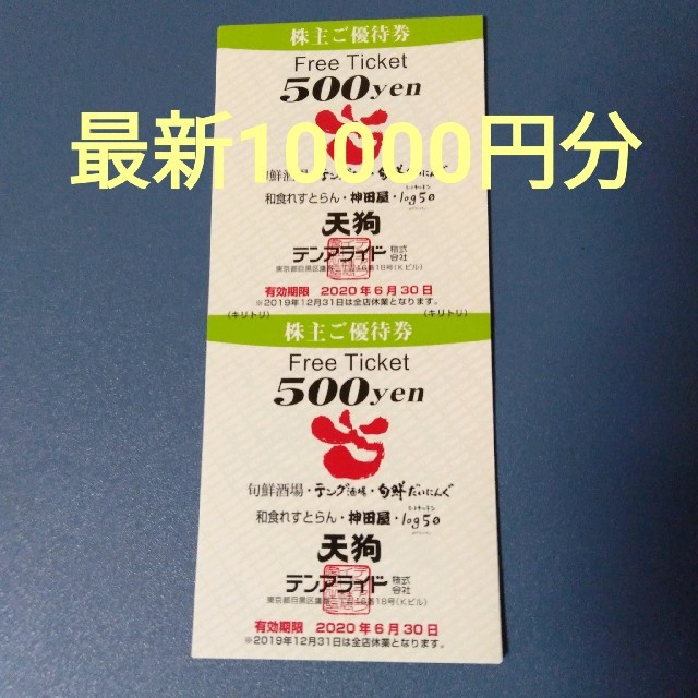 最新 テンアライド 株主優待 10,000円分