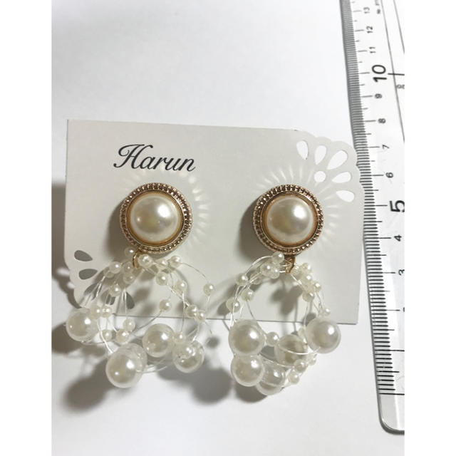 Harun♡パール×パールシャワーピアス♡イヤリング ハンドメイドのアクセサリー(ピアス)の商品写真