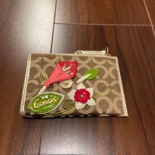 コーチ(COACH)のコーチ　花柄　刺繍　アップリケ　カードケース(コインケース)