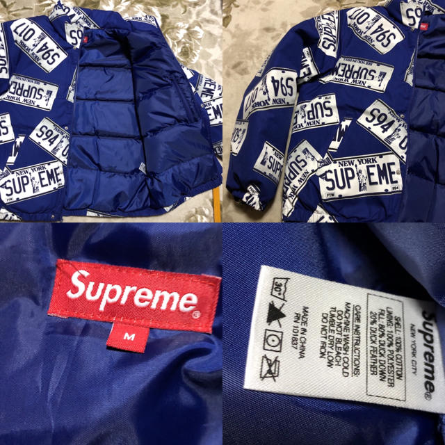 17aw supreme plate puffy ジャケット ダウン 総柄 m | www