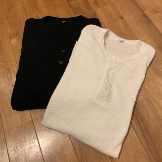 ユニクロ(UNIQLO)のユニクロ UNIQLO ワッフルヘンリーネックT セット (Tシャツ/カットソー(七分/長袖))