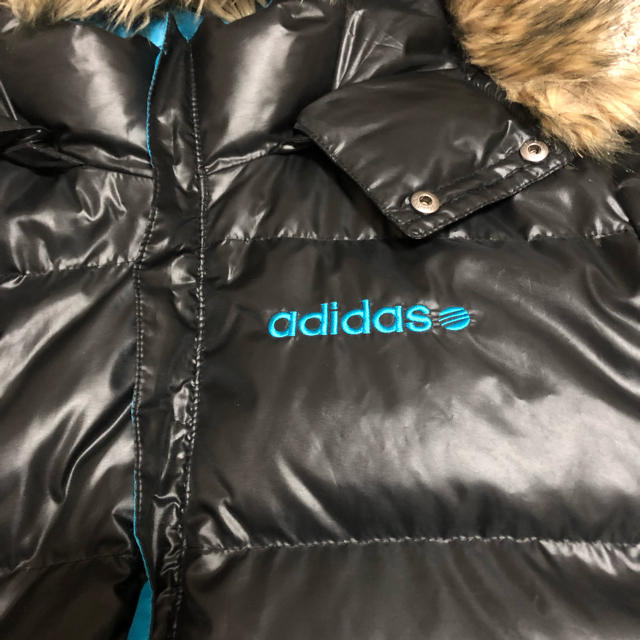 adidas(アディダス)のアディダス とってもあったかいフード付きダウン 黒 美品 大人S 子供160 レディースのジャケット/アウター(ダウンジャケット)の商品写真