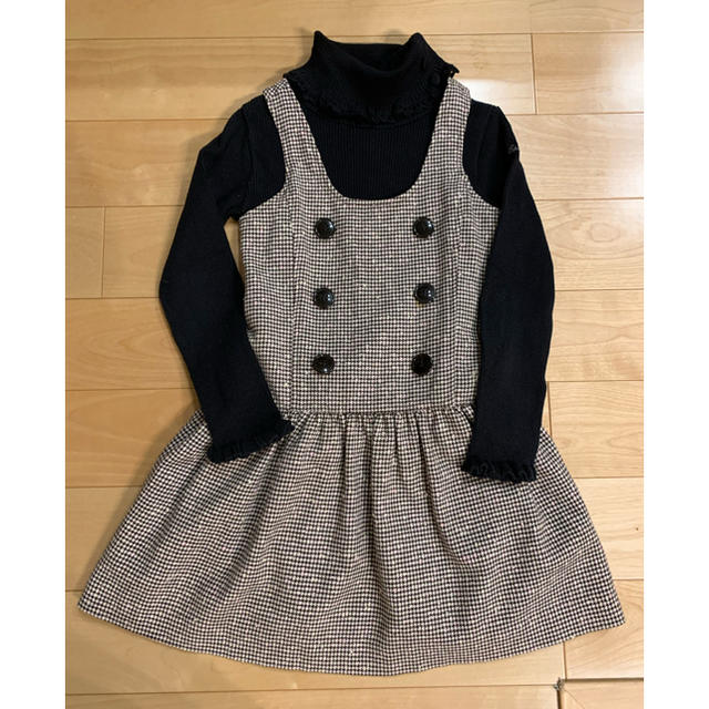 pom ponette(ポンポネット)のポンポネット　ジャンパースカート＆bebeタートル120 キッズ/ベビー/マタニティのキッズ服女の子用(90cm~)(ワンピース)の商品写真