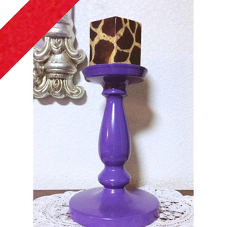 ザラホーム(ZARA HOME)の美パープルな燭台＋Candle of Giraffe (キャンドル)