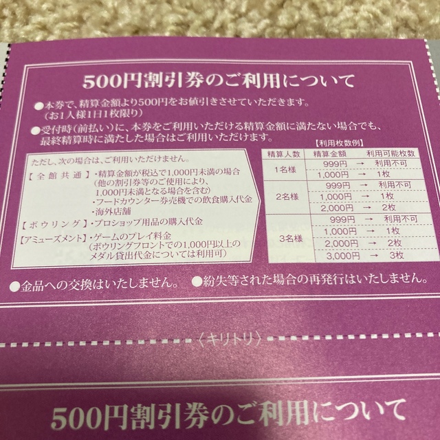 ラウンドワン株主優待500円10枚 チケットの施設利用券(ボウリング場)の商品写真