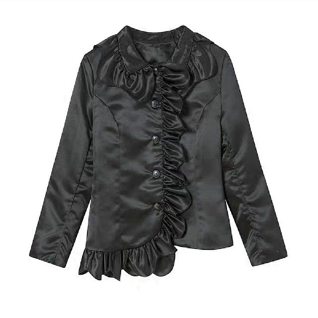 BIG FRILLED SATIN BLOUSE JACKET. レディースのトップス(シャツ/ブラウス(長袖/七分))の商品写真