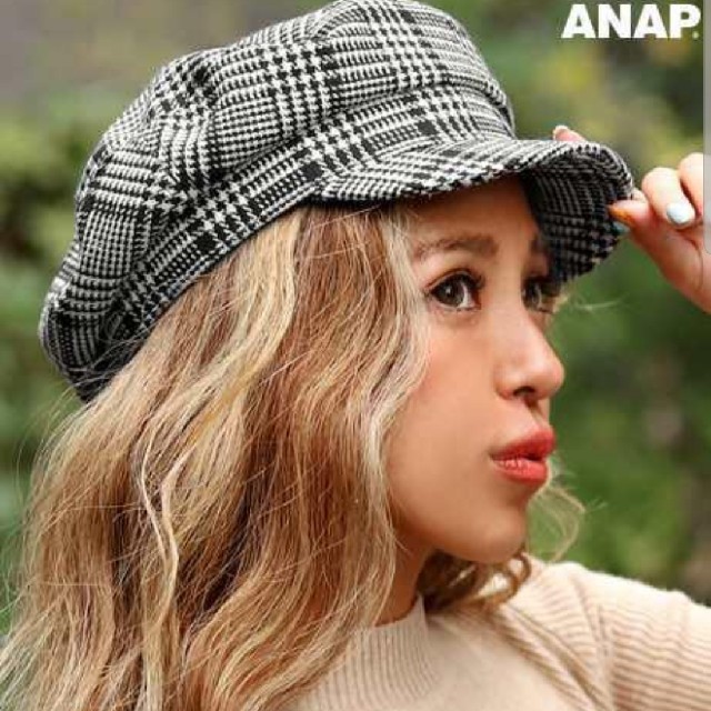 ANAP(アナップ)のANAP グレンチェック キャスケット 新品同様 レディースの帽子(キャスケット)の商品写真