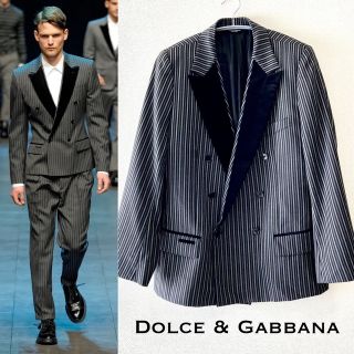 ドルチェアンドガッバーナ(DOLCE&GABBANA)の未使用品■ドルチェ＆ガッバーナ_テーラードジャケット/ストライプ/ダブル(テーラードジャケット)