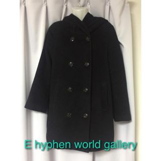 イーハイフンワールドギャラリー(E hyphen world gallery)のE hyphen world gallery♡フード付きコート黒(ロングコート)