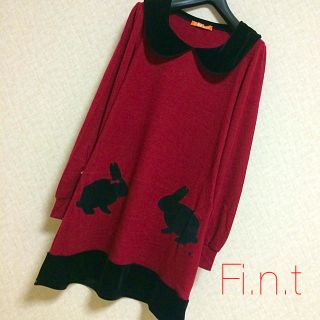 フィント(F i.n.t)のフィント ラビットフロッキーニットワンピ(ひざ丈ワンピース)