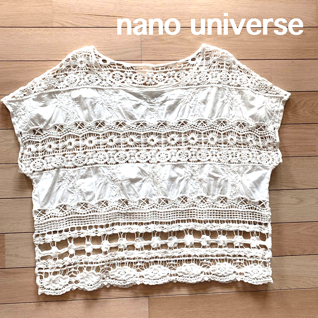 nano・universe(ナノユニバース)の美品 nano universe ナノユニバース Tシャツ 半袖 総レース 白 レディースのトップス(シャツ/ブラウス(半袖/袖なし))の商品写真