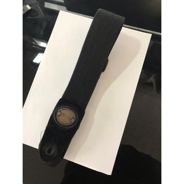 Fender Cotton Leather Strap Black ギターストラップ 【一部予約販売中】