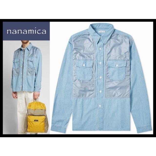 nanamica(ナナミカ)の※やす@16様専用　ナナミカ 19SS 異素材 切替 CPO デニム シャツ S メンズのトップス(シャツ)の商品写真