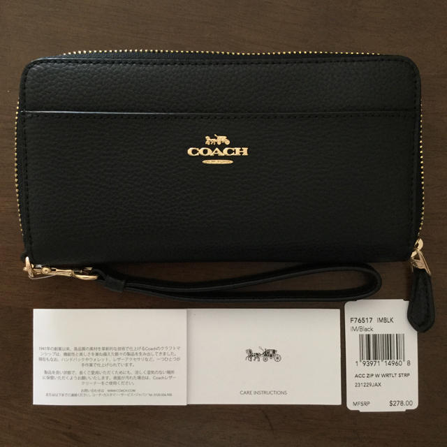 COACH(コーチ)のコーチCOACH 長財布 ブラックレザー新品未使用 税抜き本体価格USD$278 レディースのファッション小物(財布)の商品写真