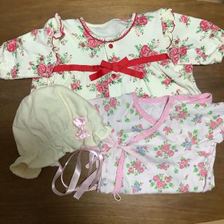 ニシキベビー(Nishiki Baby)の花柄の2ウェイオールと新生児肌着&帽子(帽子は未使用)(カバーオール)