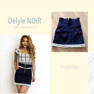デイライルノアール(Delyle NOIR)の(S)新品未使用♡裾パールデニムスカート(ミニスカート)