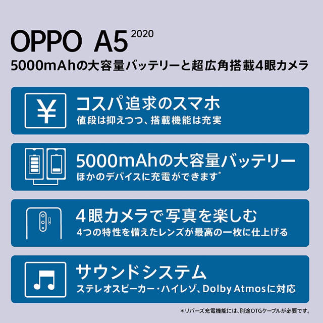 OPPO A5 2020 ブルー 未開封 3