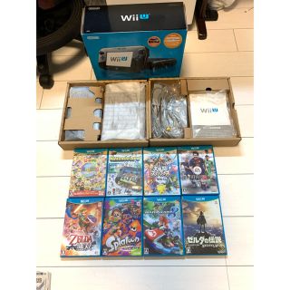 ウィーユー(Wii U)の【Wii U プレミアムセット 32GB】&【ソフト8本】【黒・生産終了限定品】(家庭用ゲーム機本体)