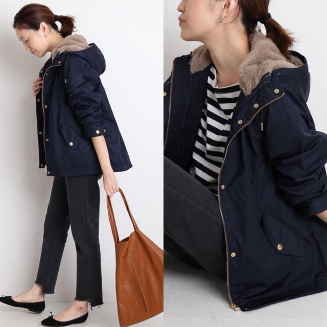 今季完売♡SLOBE IENA エコファー付きフードミリタリーブルゾン 今季完売♡SLOBE IENA エコファー付きフードミリタリーブルゾン