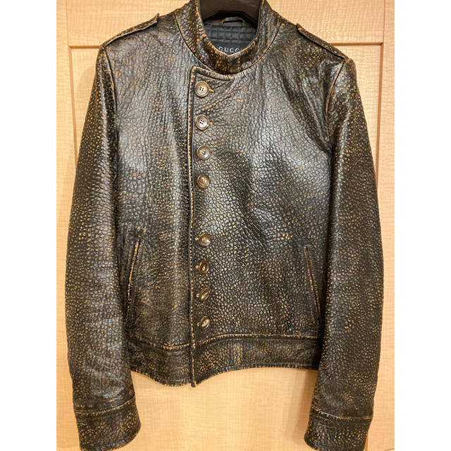 グッチ GUCCI レザーライダースジャケット ブルゾン | フリマアプリ ラクマ
