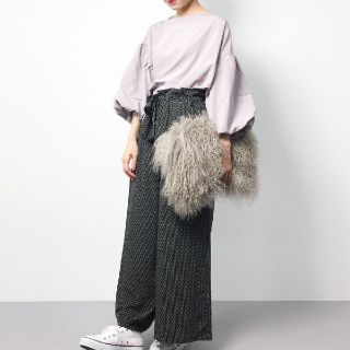 ドットアンドストライプスチャイルドウーマン(Dot&Stripes CHILDWOMAN)のデシンピンドットプリント　ワイドパンツ(カジュアルパンツ)