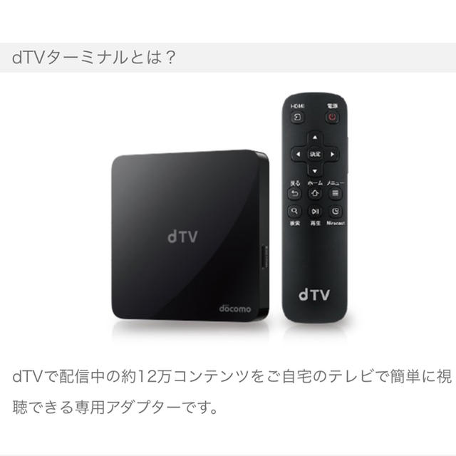 NTTdocomo(エヌティティドコモ)のdTV ターミナル スマホ/家電/カメラのテレビ/映像機器(その他)の商品写真