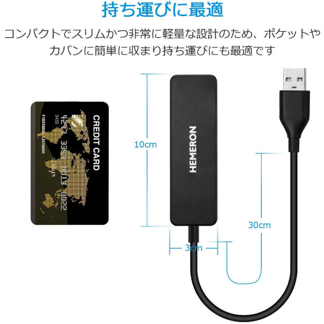 USB3.0 ウルトラスリム 4ポートハブ 5Gbps高速 USB3.0高速 スマホ/家電/カメラのPC/タブレット(PC周辺機器)の商品写真