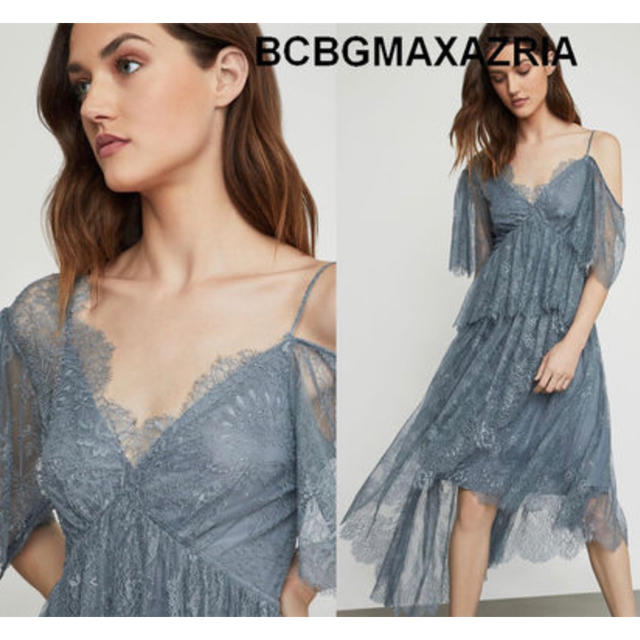 BCBGMAXAZRIA(ビーシービージーマックスアズリア)のすず様専用★BCBGレースペプラムワンピ新品未使用 レディースのフォーマル/ドレス(ミディアムドレス)の商品写真