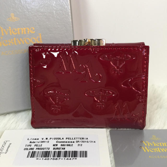 Vivienne Westwood(ヴィヴィアンウエストウッド)のVivienne Westwood 新品上質レザー がま口 三つ折り財布 レッド レディースのファッション小物(財布)の商品写真