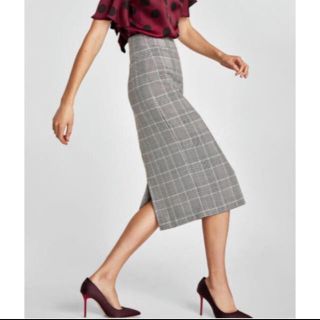 ザラ(ZARA)のZARA チェックタイトスカート 美品 完売(ひざ丈スカート)