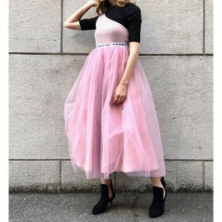 ハニーミーハニー(Honey mi Honey)のelastic logo tulle skirt(ロングスカート)