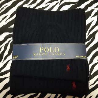 ポロラルフローレン(POLO RALPH LAUREN)の【未使用】POLO ニット帽&ニットマフラー　ネイビー(ニット帽/ビーニー)