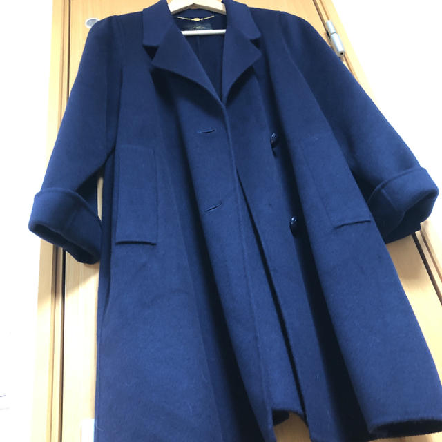 レリアン Leilian コート ネイビー 紺 カシミヤ 13+ 大きい - www