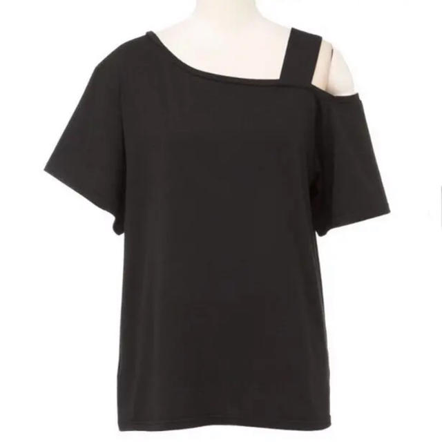 夢展望(ユメテンボウ)の新品タグ付き ブラック ワンショルダーTシャツ レディースのトップス(Tシャツ(半袖/袖なし))の商品写真